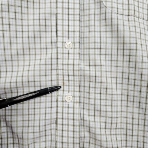 Brooks Brothers Non-Iron Plaid Dress Shirt Mens Size XL Long Sleeve White/Green - Picture 2 of 10